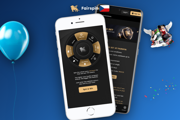 Mobilní PWA Fairspin Casino s vyplněným promo kódem CZFAIR300 v registračním formuláři