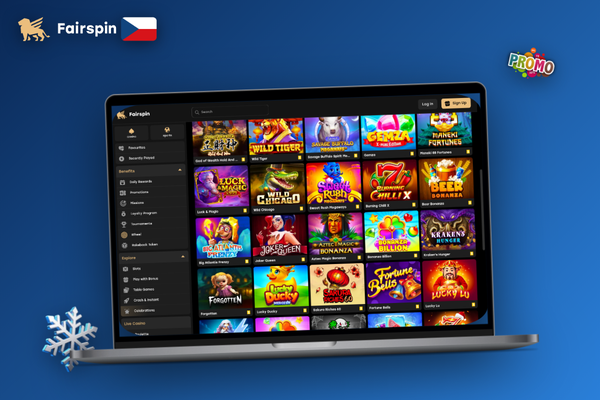 Smartphone s mobilní verzí Fairspin Casino vedle notebooku s desktopovou aplikací pro PC